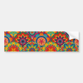 Funky Retro Colorful Mandala Pattern Bumpersticker