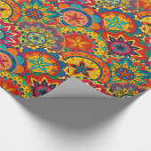 Funky Retro Colorful Mandala Pattern Cadeaupapier (Hoek)