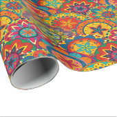 Funky Retro Colorful Mandala Pattern Cadeaupapier (Rol Hoek)