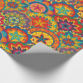 Funky Retro Colorful Mandala Pattern Cadeaupapier (Hoek)
