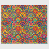 Funky Retro Colorful Mandala Pattern Cadeaupapier (Vlak)