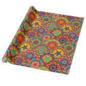 Funky Retro Colorful Mandala Pattern Cadeaupapier (Uitgerold)