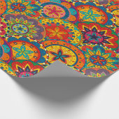 Funky Retro Colorful Mandala Pattern Cadeaupapier (Hoek)