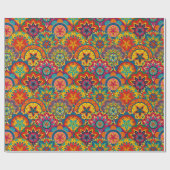Funky Retro Colorful Mandala Pattern Cadeaupapier (Vlak)