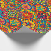 Funky Retro Colorful Mandala Pattern Cadeaupapier (Hoek)