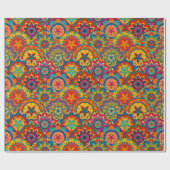 Funky Retro Colorful Mandala Pattern Cadeaupapier (Vlak)