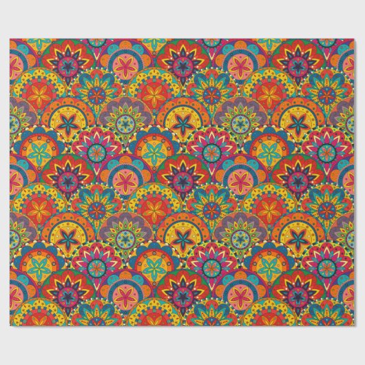 Funky Retro Colorful Mandala Pattern Cadeaupapier (Vlak)