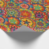 Funky Retro Colorful Mandala Pattern Cadeaupapier (Hoek)