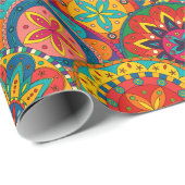 Funky Retro Colorful Mandala Pattern Cadeaupapier (Rol Hoek)