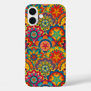 Funky Retro Colorful Mandala Pattern iPhone 16 Plus Hoesje