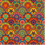 Funky Retro Colorful Mandala Pattern Fotobeeldje Ornament<br><div class="desc">Decoratieve funky kleurrijke bohemische retro mandala bloemen  patroon.</div>