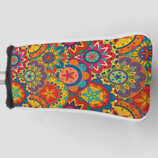 Funky Retro Colorful Mandala Pattern Golfheadcover (Voorkant)