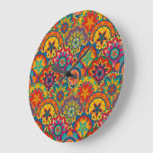 Funky Retro Colorful Mandala Pattern Grote Klok (Hoek)