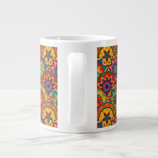 Funky Retro Colorful Mandala Pattern Grote Koffiekop (Achterkant)