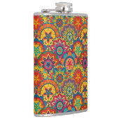 Funky Retro Colorful Mandala Pattern Heupfles (Rechts)