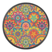Funky Retro Colorful Mandala Pattern Hockey Puck (Voorkant)