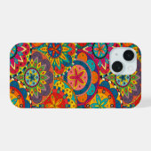 Funky Retro Colorful Mandala Pattern iPhone 15 Hoesje (Achterkant horizontaal)