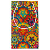 Funky Retro Colorful Mandala Pattern Klein Cadeauzakje (Achterkant)
