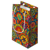 Funky Retro Colorful Mandala Pattern Klein Cadeauzakje (Achterkant Gekanteld)