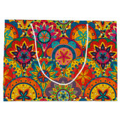 Funky Retro Colorful Mandala Pattern Large Cadeautasje (Achterkant)