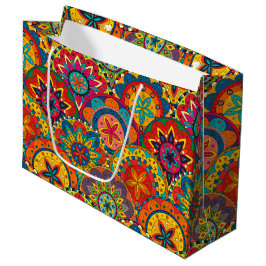 Funky Retro Colorful Mandala Pattern Large Cadeautasje