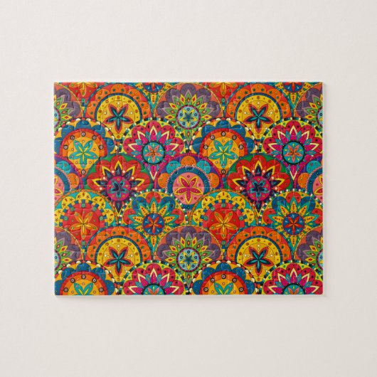Funky Retro Colorful Mandala Pattern Legpuzzel (Horizontaal)
