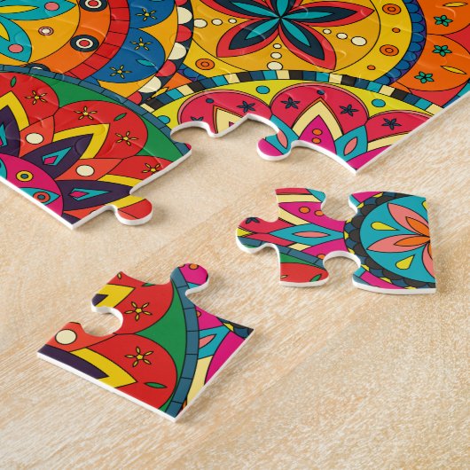 Funky Retro Colorful Mandala Pattern Legpuzzel (Zijkant)