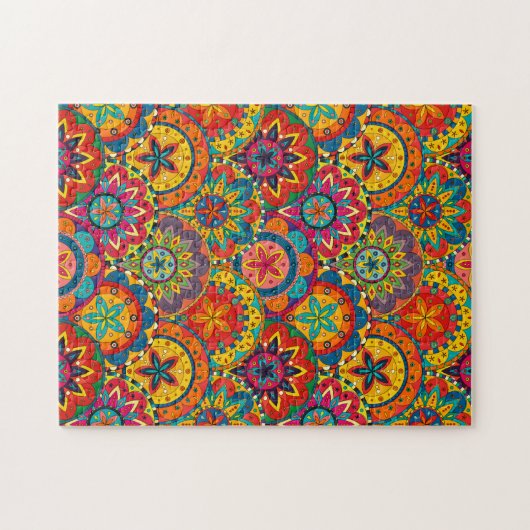 Funky Retro Colorful Mandala Pattern Legpuzzel (Horizontaal)