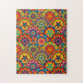 Funky Retro Colorful Mandala Pattern Legpuzzel