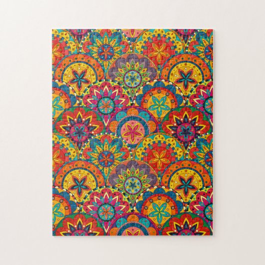 Funky Retro Colorful Mandala Pattern Legpuzzel (Verticaal)