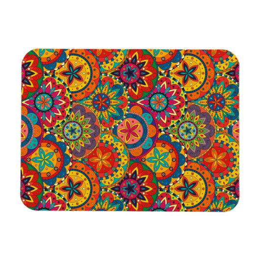 Funky Retro Colorful Mandala Pattern Magneet (Horizontaal)