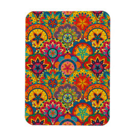 Funky Retro Colorful Mandala Pattern Magneet