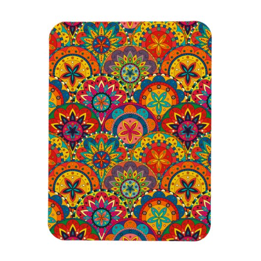 Funky Retro Colorful Mandala Pattern Magneet (Verticaal)