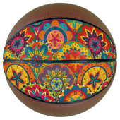 Funky Retro Colorful Mandala Pattern Mini Basketbal (Voorkant)
