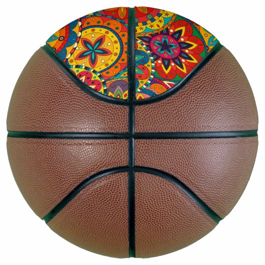Funky Retro Colorful Mandala Pattern Mini Basketbal (Rechts)