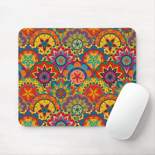 Funky Retro Colorful Mandala Pattern Muismat (Met muis)