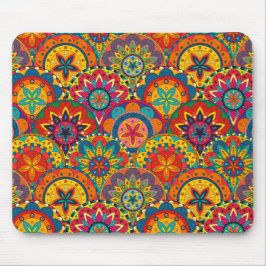 Funky Retro Colorful Mandala Pattern Muismat