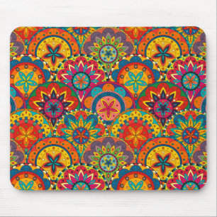 Funky Retro Colorful Mandala Pattern Muismat