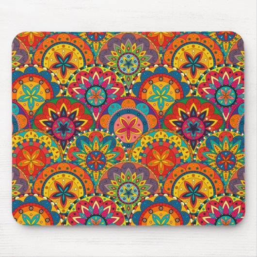 Funky Retro Colorful Mandala Pattern Muismat (Voorkant)