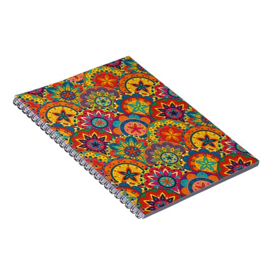 Funky Retro Colorful Mandala Pattern Notitieboek (Rechterzijde)