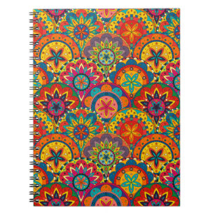 Funky Retro Colorful Mandala Pattern Notitieboek