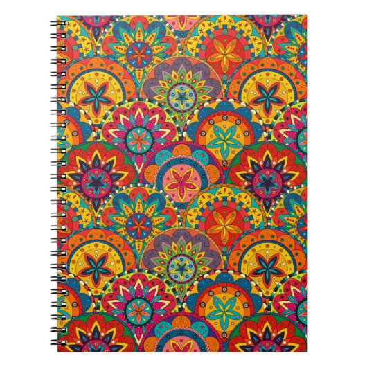 Funky Retro Colorful Mandala Pattern Notitieboek (Voorkant)