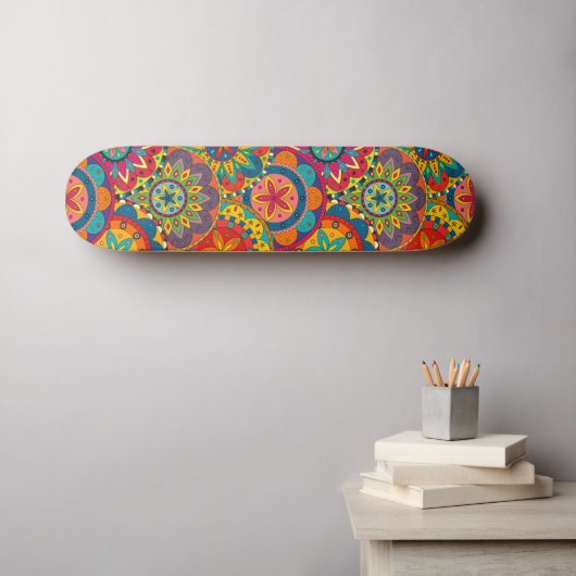 Funky Retro Colorful Mandala Pattern Persoonlijk Skateboard (Muurkunst (Horizontaal))