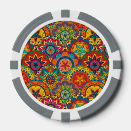 Funky Retro Colorful Mandala Pattern Poker Chips
