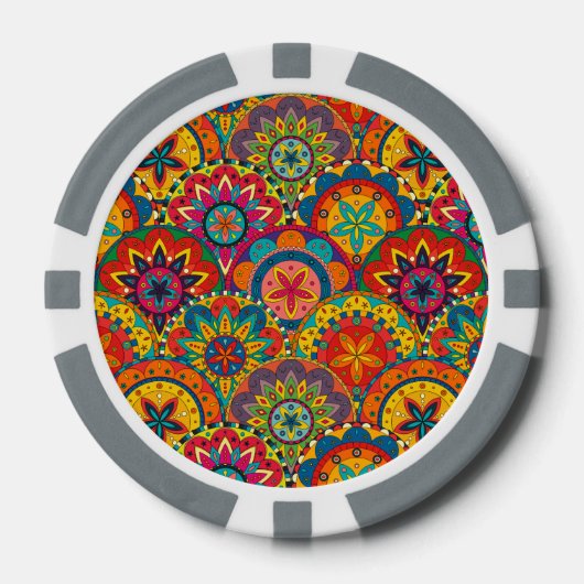 Funky Retro Colorful Mandala Pattern Poker Chips (Voorkant)