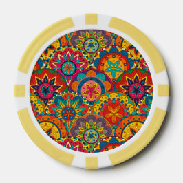 Funky Retro Colorful Mandala Pattern Poker Chips