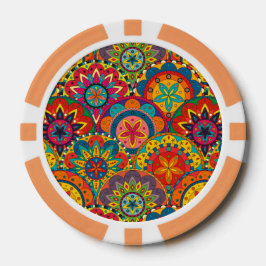 Funky Retro Colorful Mandala Pattern Poker Chips