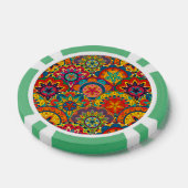Funky Retro Colorful Mandala Pattern Poker Chips (Enkel)