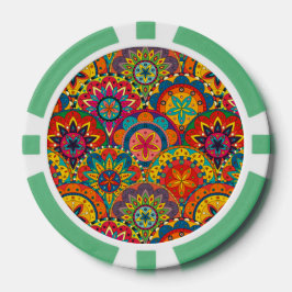 Funky Retro Colorful Mandala Pattern Poker Chips