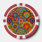 Funky Retro Colorful Mandala Pattern Pokerchips (Voorkant)